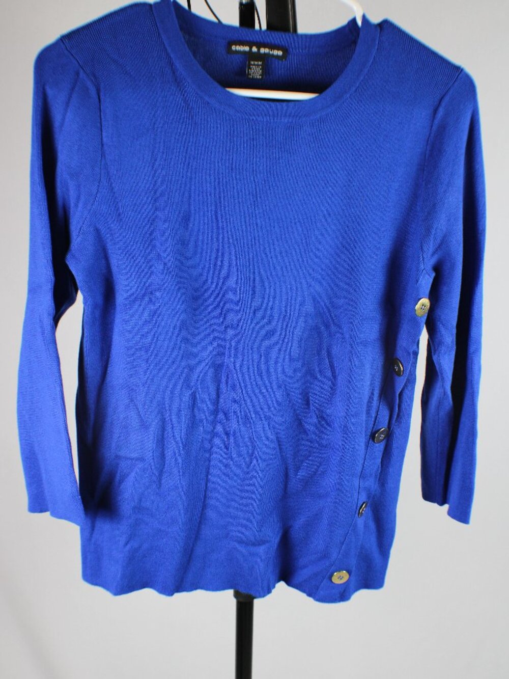 Cable & Gauge Royal Blue Side Button Knit Sweater Size M